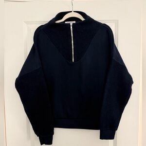 Perfectwhitetee Navy Blue Fleece Quarter Zip Sweatshirt Size Medium